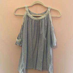 Blue and white striped top